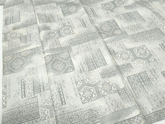 平和屋着物●本場大島紬　白大島　9マルキ　色紙吉祥花唐草文　正絹　逸品　CABE2365yc_3