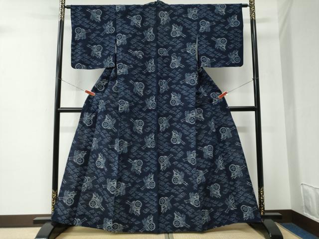 平和屋着物●久留米絣　単衣　立波御所車　綿　逸品　CABE2432yc 平和屋着物○久留米絣 単衣 立波御所車 綿 逸品 CABE2432yc 【公式通販】