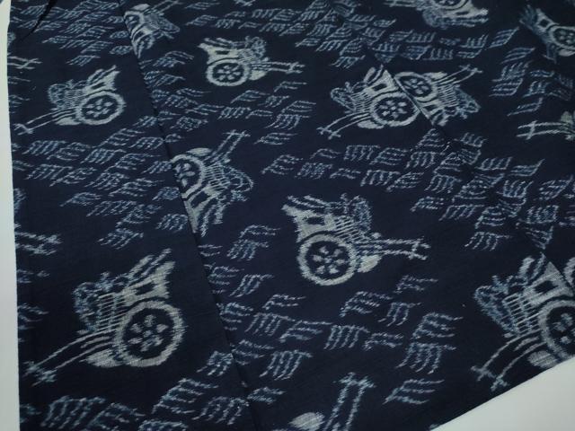 平和屋着物●久留米絣　単衣　立波御所車　綿　逸品　CABE2432yc_3
