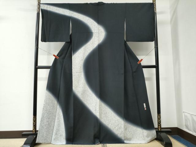 平和屋着物●訪問着　作家物　吉祥文　暈し染め　黒地　正絹　逸品　CABE2434yc