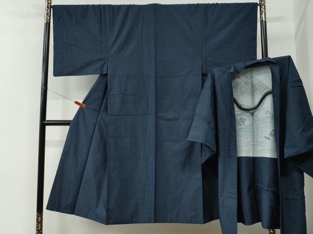 平和屋着物●男性　紬　アンサンブル　格子　正絹　逸品　CABE2465yc