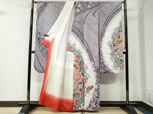 平和屋着物●豪華振袖・長襦袢セット　総絞り　牡丹花蝶文　金彩　正絹　逸品　CABE2483yc_3
