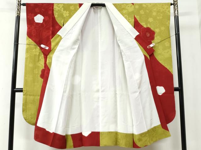 平和屋着物●豪華振袖・長襦袢セット　総絞り　牡丹花蝶文　金彩　正絹　逸品　CABE2483yc_9