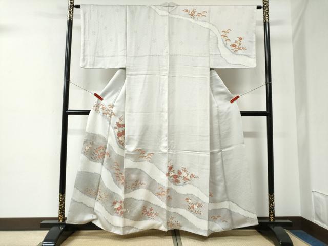 平和屋着物●訪問着　絞り　草花文　金彩　正絹　逸品　CABE2511yc