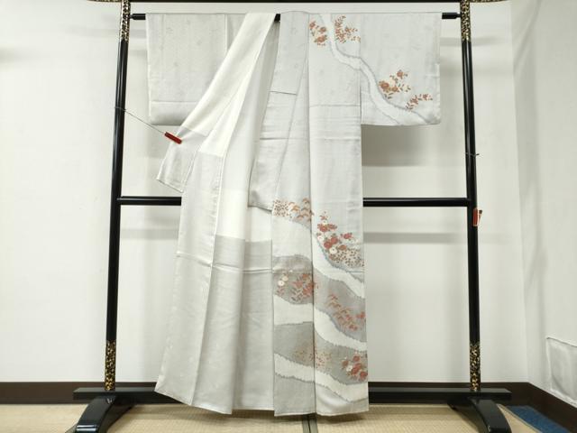 平和屋着物●訪問着　絞り　草花文　金彩　正絹　逸品　CABE2511yc_1