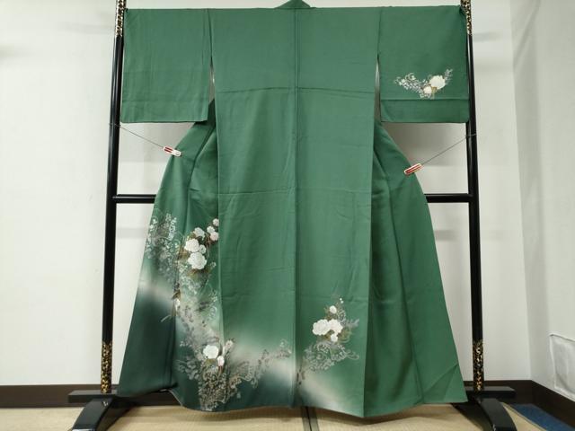 平和屋着物●訪問着　花唐草文　暈し染め　金銀彩　正絹　逸品　CABE2512yc