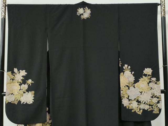 平和屋着物●こむさでもーど・COMME CA DU MODE　振袖　牡丹花文　黒地　洗える着物　CABE2528yc_1