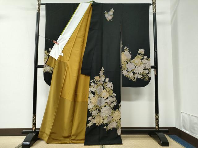 平和屋着物●こむさでもーど・COMME CA DU MODE　振袖　牡丹花文　黒地　洗える着物　CABE2528yc_3