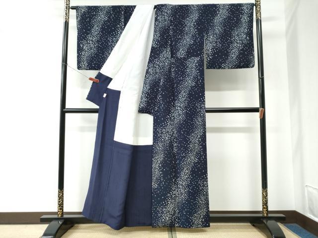 平和屋着物●藍造り国選定無形文化財　藍師・佐藤昭人　小紋　霰文　正絹　逸品　CABE2542yc_2