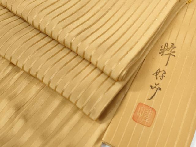 平和屋着物●長襦袢　無双仕立て　作家物　粋好み　縞地紋　萱草色　正絹　逸品　CABE2559yc