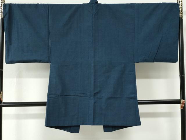平和屋着物●男性　紬　アンサンブル　色無地　濃紺地　正絹　逸品　CABE2602yc_6