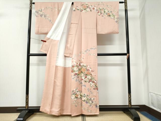 平和屋着物●訪問着　作家物　駒刺繍　草花文　金彩　正絹　逸品　CABE2611yc_1