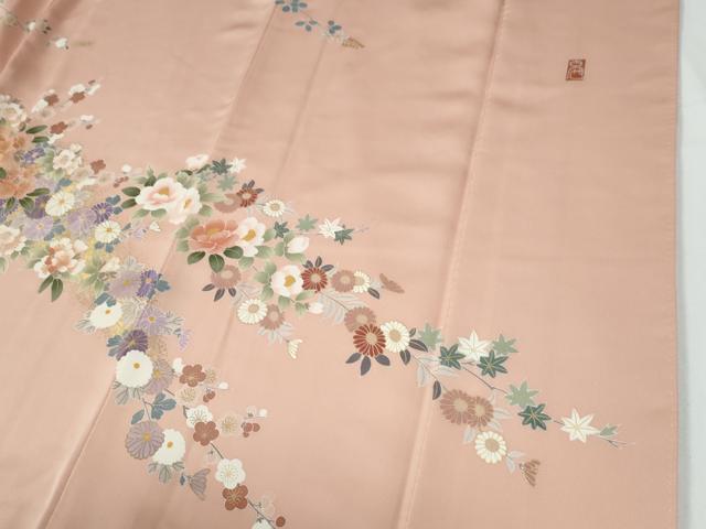平和屋着物●訪問着　作家物　駒刺繍　草花文　金彩　正絹　逸品　CABE2611yc_4