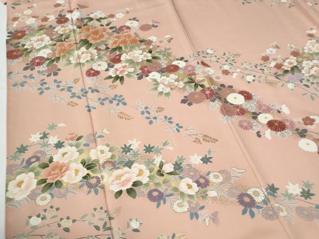 平和屋着物●訪問着　作家物　駒刺繍　草花文　金彩　正絹　逸品　CABE2611yc_3