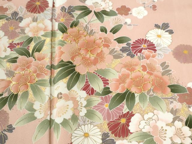 平和屋着物●訪問着　作家物　駒刺繍　草花文　金彩　正絹　逸品　CABE2611yc_2