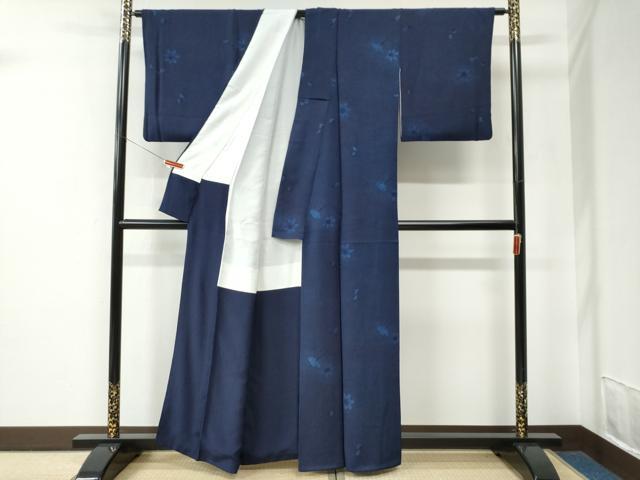平和屋着物●藍造り国選定無形文化財　藍師・佐藤昭人　小紋　地紋起こし　楓　正絹　逸品　CABE2631yc_2