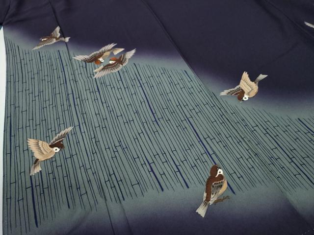 平和屋着物●ファッションデザイナー 花井幸子　訪問着　刺繍　雀　竹並び　暈し染め　正絹　逸品　CABE2633yc_3