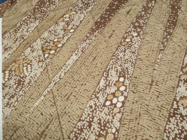 平和屋着物●訪問着　総刺繍　杢目絞り　斜線花松文　金彩　正絹　逸品　CABE2672yc_3