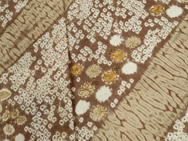 平和屋着物●訪問着　総刺繍　杢目絞り　斜線花松文　金彩　正絹　逸品　CABE2672yc_2