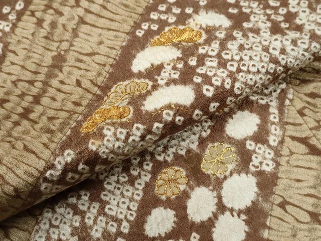 平和屋着物●訪問着　総刺繍　杢目絞り　斜線花松文　金彩　正絹　逸品　CABE2672yc_5