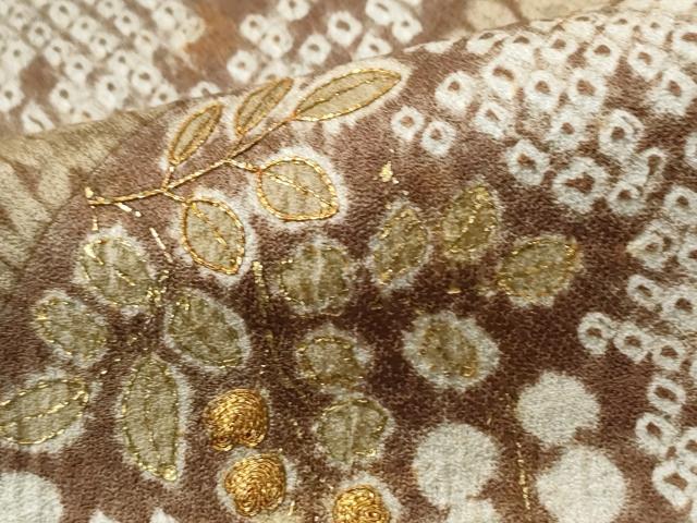 平和屋着物●訪問着　総刺繍　杢目絞り　斜線花松文　金彩　正絹　逸品　CABE2672yc_6