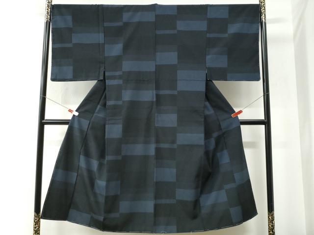 平和屋着物●男性　本塩沢　110亀甲　変わり市松文　正絹　逸品　未使用　CABE2734yc_1