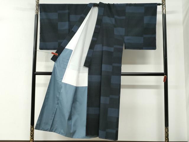 平和屋着物●男性　本塩沢　110亀甲　変わり市松文　正絹　逸品　未使用　CABE2734yc_2