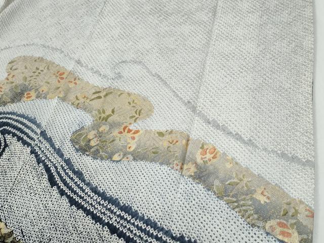平和屋着物●訪問着　総絞り　駒刺繍　流水更紗草花文　暈し染め　金彩　正絹　逸品　未使用　CABE2761yc_4