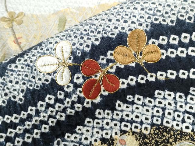 平和屋着物●訪問着　総絞り　駒刺繍　流水更紗草花文　暈し染め　金彩　正絹　逸品　未使用　CABE2761yc_6