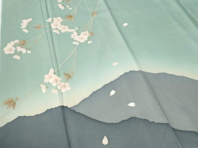 平和屋着物●訪問着　刺繍　遠山枝桜文　暈し染め　正絹　逸品　CABE2803yc_3