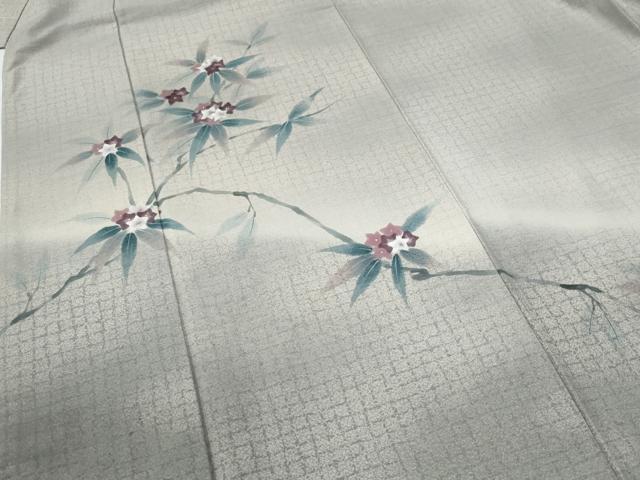 平和屋着物●訪問着　紬地　手描き　枝花文　正絹　逸品　未使用　CABE2834yc_3