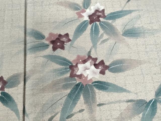 平和屋着物●訪問着　紬地　手描き　枝花文　正絹　逸品　未使用　CABE2834yc_2
