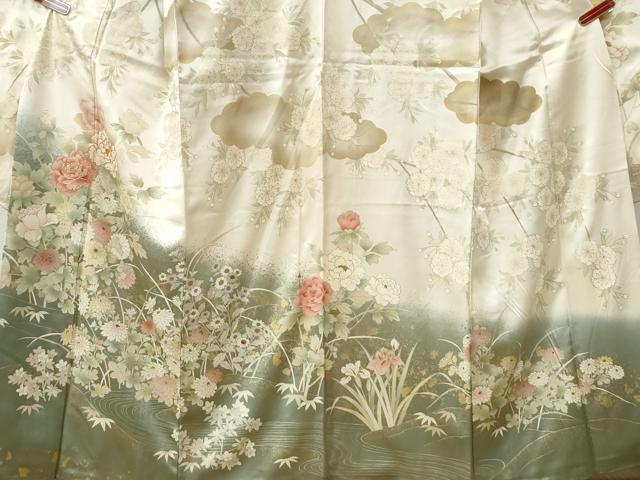 平和屋着物●豪華振袖　駒刺繍　流水牡丹花文　暈し染め　金彩　正絹　逸品　CABE2872yc_2