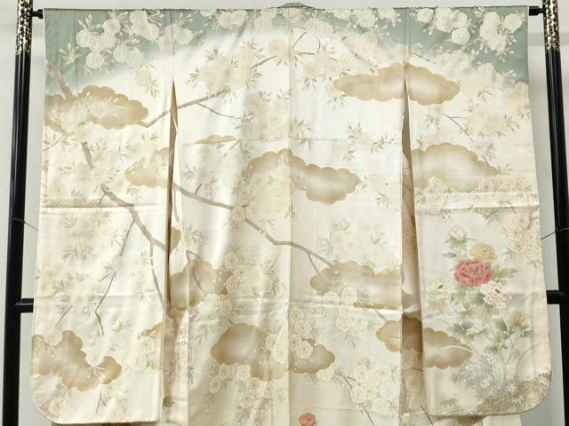 平和屋着物●豪華振袖　駒刺繍　流水牡丹花文　暈し染め　金彩　正絹　逸品　CABE2872yc_1