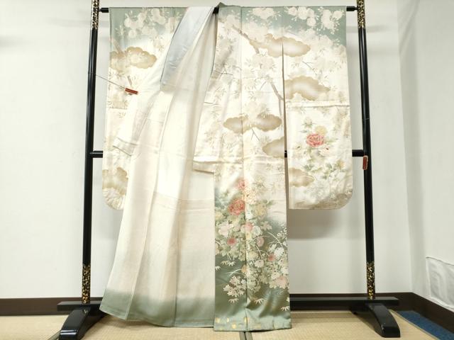 平和屋着物●豪華振袖　駒刺繍　流水牡丹花文　暈し染め　金彩　正絹　逸品　CABE2872yc_3