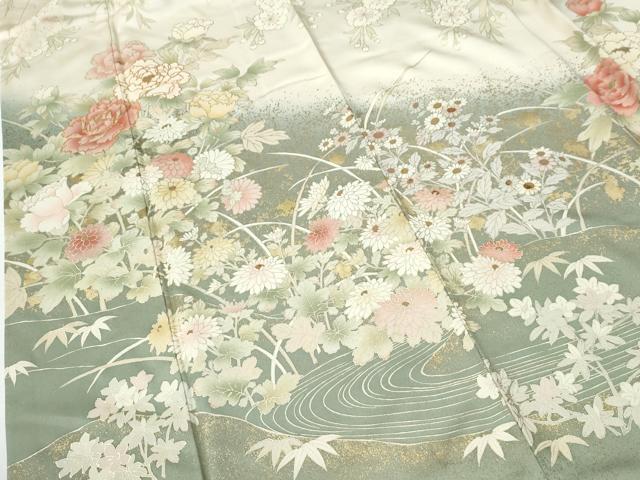 平和屋着物●豪華振袖　駒刺繍　流水牡丹花文　暈し染め　金彩　正絹　逸品　CABE2872yc_5