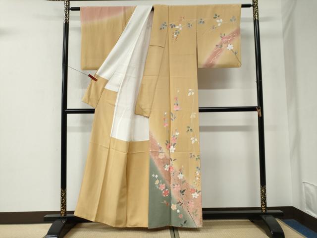平和屋着物●訪問着　芝草枝花文　暈し染め　金彩　正絹　逸品　CABE2919yc_1