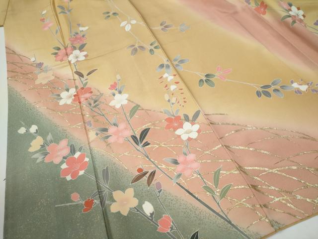 平和屋着物●訪問着　芝草枝花文　暈し染め　金彩　正絹　逸品　CABE2919yc_3
