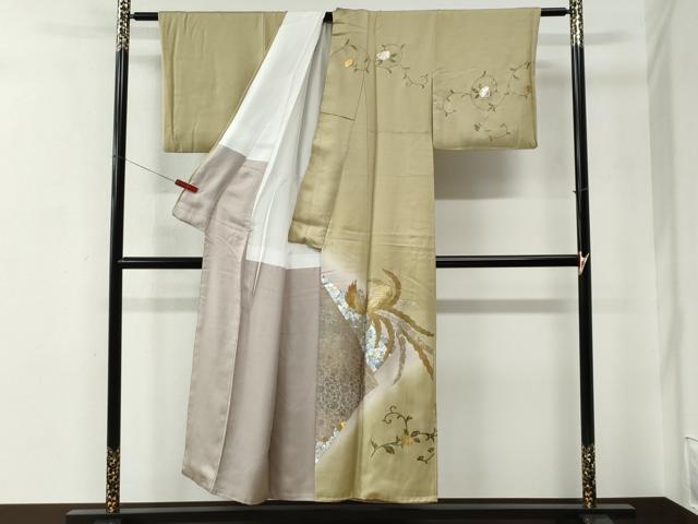 平和屋着物●金彩友禅作家　金彩の魔術師　堀省平　金煌織　訪問着　鳳凰花唐草文　金銀彩　正絹　逸品　CABE2949yc_1