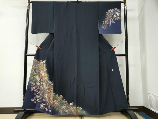 平和屋着物●越後十日町の一流染匠　桐屋・翠山工房　訪問着　絞り　枝垂れ花唐草文　暈し染め　金彩　やまと誂製　正絹　逸品　CABE2979yc