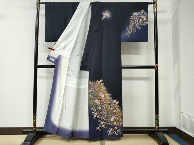 平和屋着物●越後十日町の一流染匠　桐屋・翠山工房　訪問着　絞り　枝垂れ花唐草文　暈し染め　金彩　やまと誂製　正絹　逸品　CABE2979yc_1