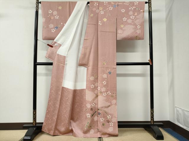 平和屋着物●訪問着　絞り　舞桜文　金彩　正絹　逸品　CABE2990yc_1