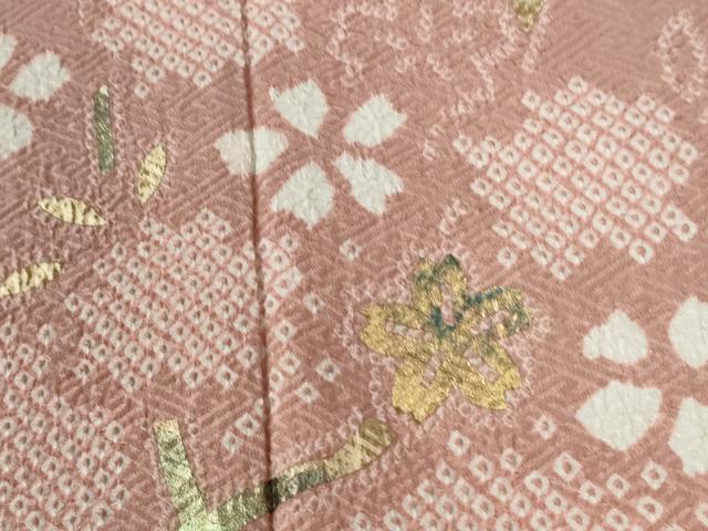 平和屋着物●訪問着　絞り　舞桜文　金彩　正絹　逸品　CABE2990yc_2