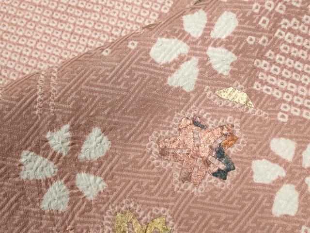 平和屋着物●訪問着　絞り　舞桜文　金彩　正絹　逸品　CABE2990yc_5