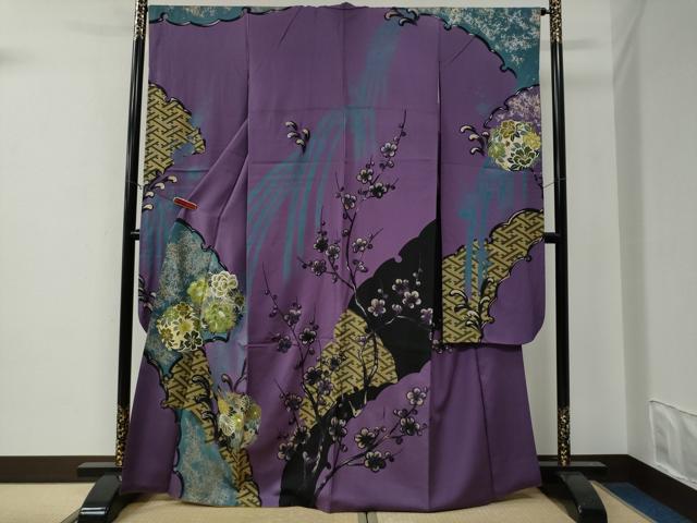 平和屋着物●世界的ファッションデザイナー　山本寛斎　kansaiブランド　振袖　刺繍　雪輪吉祥花文　金彩　正絹　逸品　CABE3009yc 38,025円