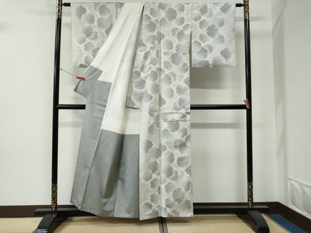 平和屋着物●本場大島紬　白大島　9マルキ　雪輪文　正絹　逸品　CABE3022yc_2