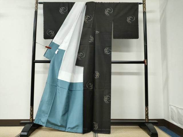 平和屋着物●本場大島紬　9マルキ　地空き　笹竹南天丸文　正絹　逸品　未使用　CABE3036yc_2