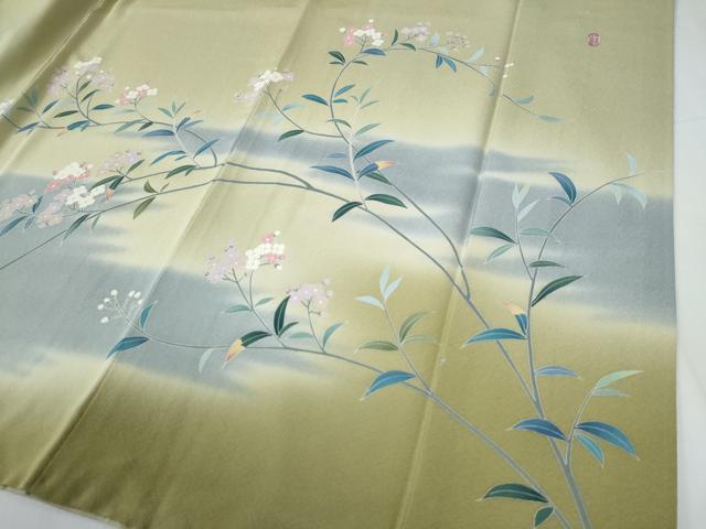 平和屋着物●訪問着　友禅　作家物　枝花文　暈し染め　正絹　逸品　CABE3074yc_4