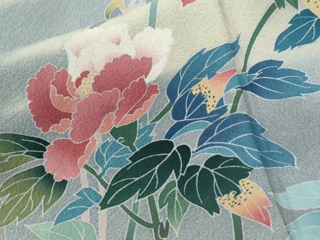 平和屋着物●訪問着　友禅　作家物　枝花文　暈し染め　正絹　逸品　CABE3074yc_6