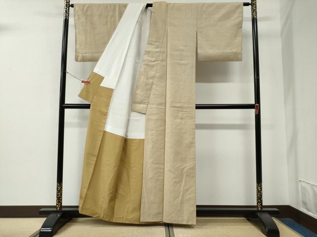 平和屋着物●結城紬　色無地　砥粉色　正絹　逸品　CABE3153yc_2